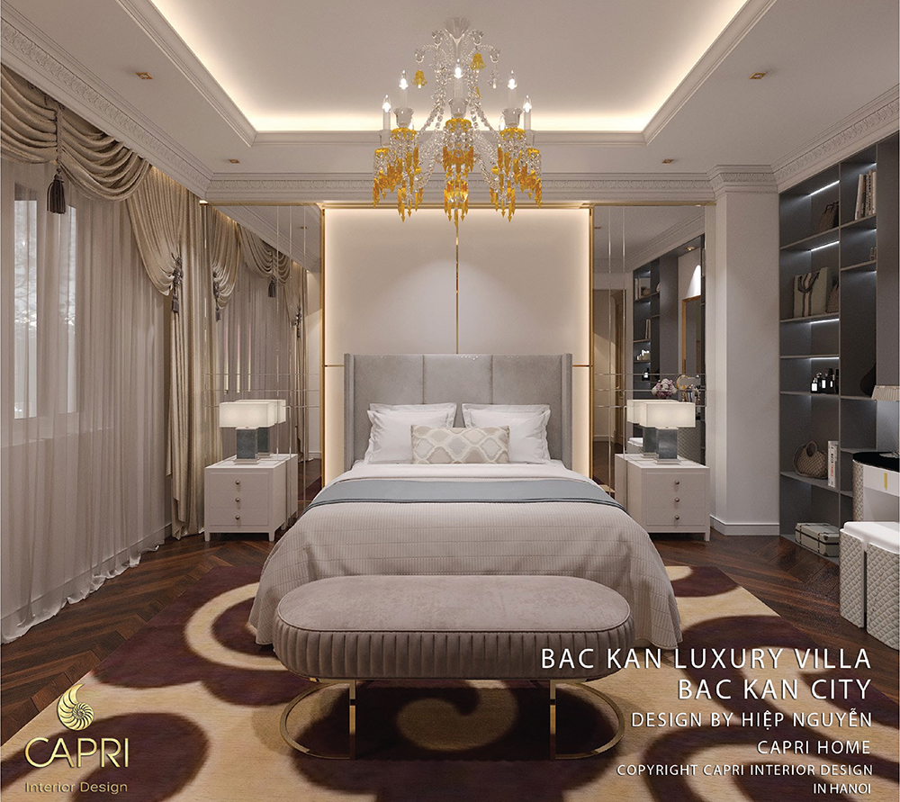 Trang trí phòng ngủ với đèn chùm